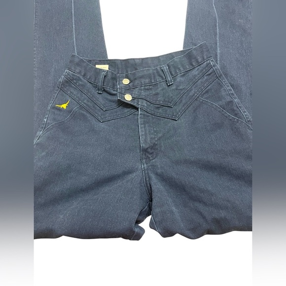 Vtg Jewell's Classic Bottoms Dark Blue V Front Hi Waisted Bareback Western Jeans - Picture 2 of 8